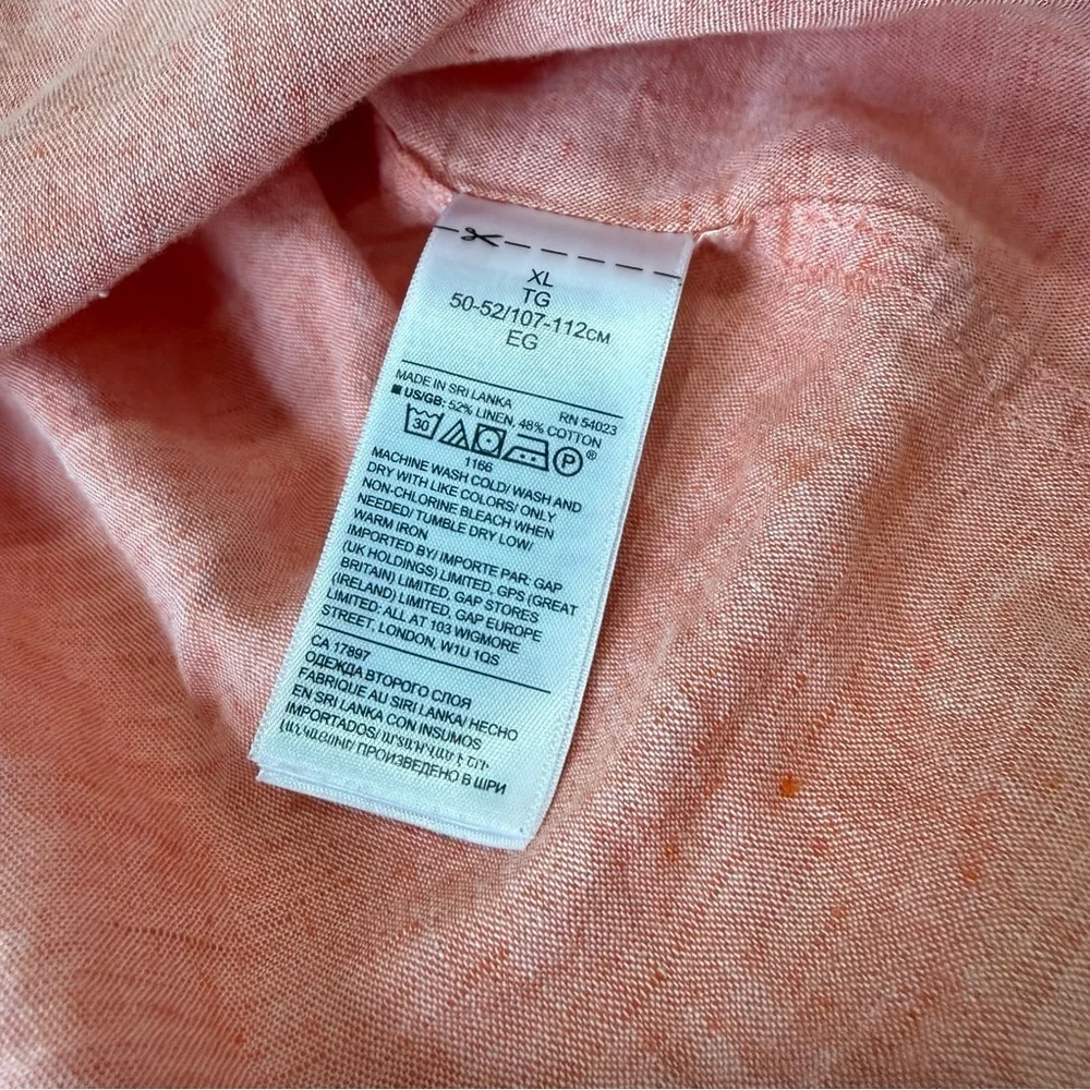 Banana Republic Linen-Cotton Blend Untucked Slim Fit Size XL in Corral Orange